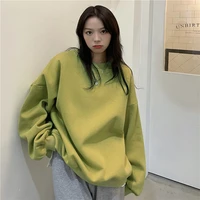 fashion slim loose top korean round neck solid color long sleeved autumn and winter new trend sweater plus velvet warm sweater