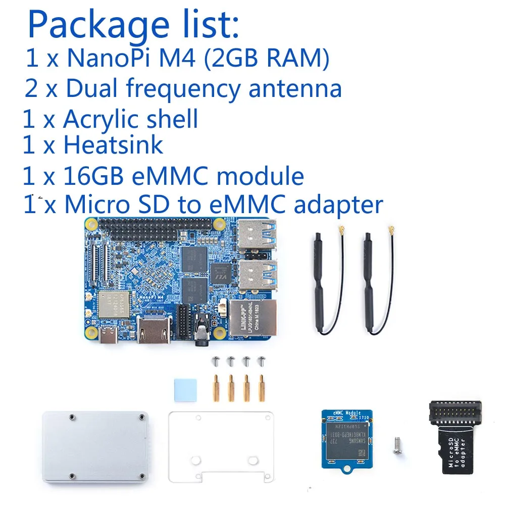 Коричневый NanoPi M4 2 ГБ/4 ГБ DDR3 Rockchip RK3399 SoC 2,4G и 5G двухдиапазонный WiFi+ Bluetooth 4,1 поддерживает Ubuntu Android - Цвет: Коричневый