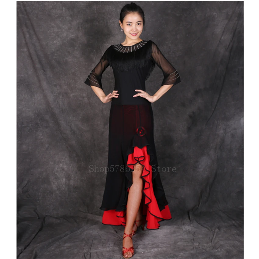 Юбка для фламенко женская костюм танца живота в стиле пэчворк с оборками и