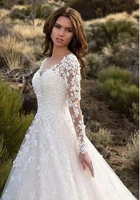 women long sleeve v neck lace floor length bride clothing white fashion party church formal wear dresses elegant formal dress
