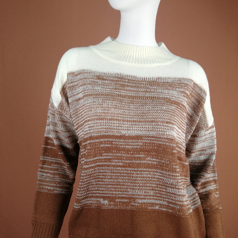 Женский трикотажный джемпер повседневный полосатый свитер с высоким воротом