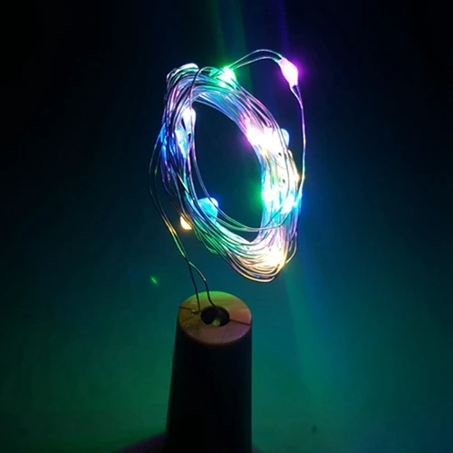 Multicolor Светодиодный светильник-гирлянда, 1 м, 2 м, медная проволока, Сказочная гирлянда, пробка для бутылки, для стеклянного ремесла, свадьбы, Рождества, Нового года, праздника, украшения - Испускаемый цвет: Multicolor
