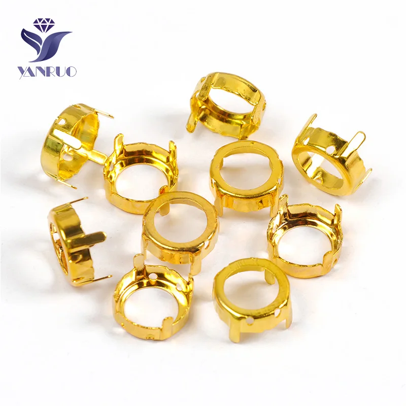 Gold Claw YANRUO 1122 1201 1357 круглые Rivoli K9 металл цвет серебристый, Золотой Коготь Установка из горного хрусаля самодельное Необычные камни и кристаллы пришиты Стразы - Цвет: Gold Claw