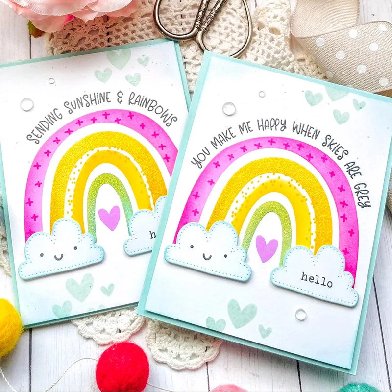 5pcs/lot Cloud Rainbow Stencils Cutting Dies Sentiments Clear Stamps for DIY Scrapbooking Paper Card Making Decorative Crafts | Дом и сад
