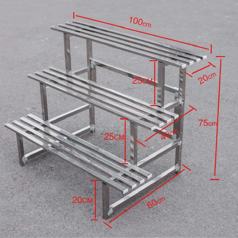 Трехуровневая лестница из нержавеющей стали стойка для цветов кастрюль балкона