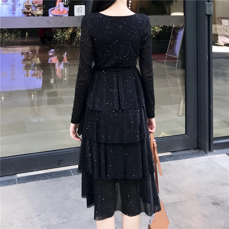

Maternity Wear Fall Winter 2020 New sequin dress Mid-length Maternity Dress pregnant dress Long sleeve maternity gown T1301