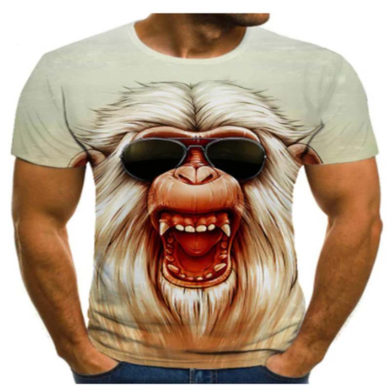 

Monkey 3d printing cool T-shirt men's fashion 3d hip-hop T-shirt printing animal short-sleeved summer top T-shirt men new
