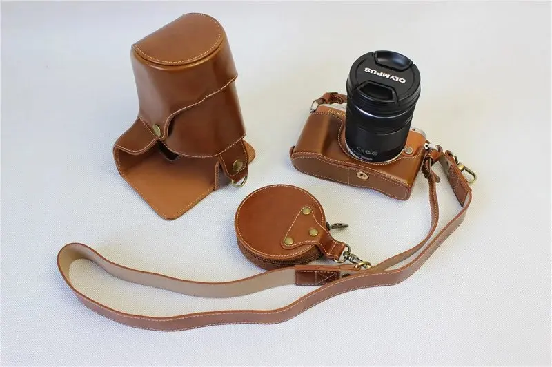 Кожаная сумка для камеры HQ чехол с ремешком фотографического фотообъектива OLYMPUS