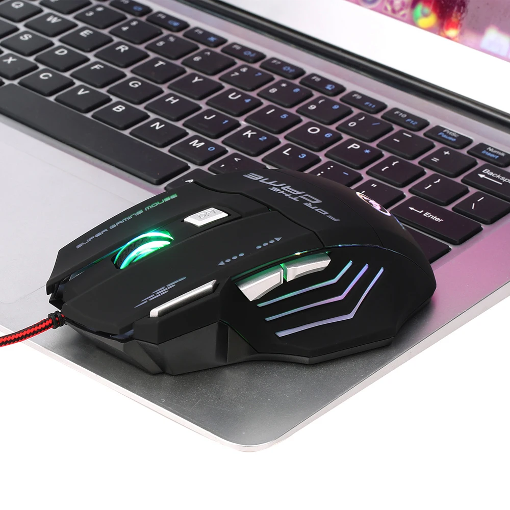 Эргономичная Проводная игровая мышь X7 6 кнопок LED 5500 DPI USB бесшумная с подсветкой