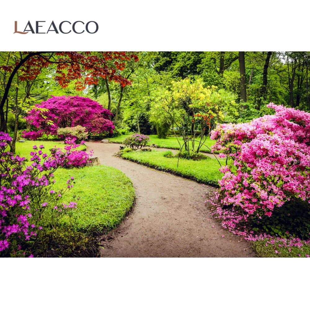 Laeacco розовые цветы вишни настольные цветущие деревья Парк фон для фотосъемки с