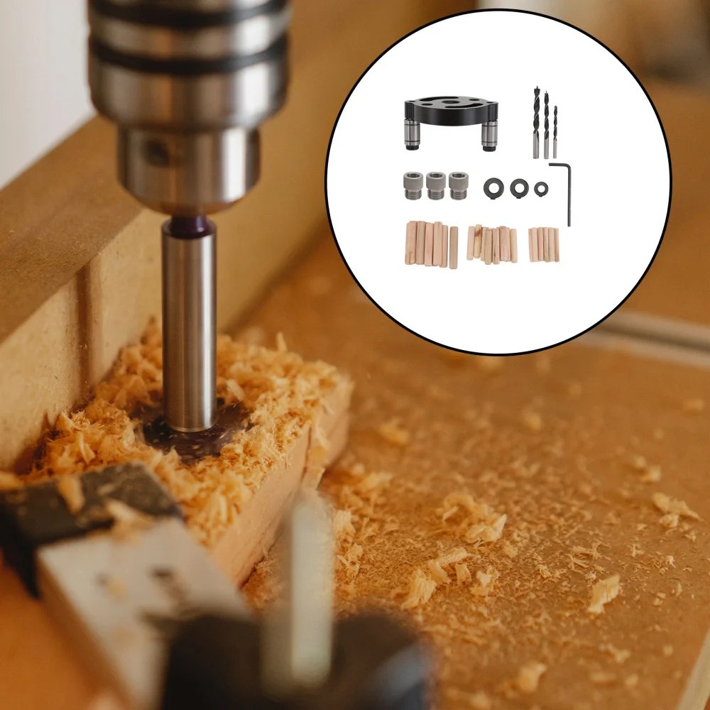 

1 Set 38Pcs 6/8/10mm Pocket Hole Jig Kit Woodworking Hole Jig Set (Black)