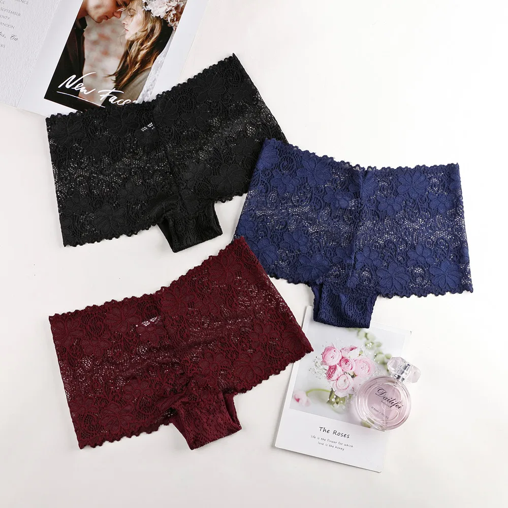 

Women Underwear Sexy Lace Panties Transparent Low Rise Panty Boyshorts Hollow Underpants Lady Briefs Female Lingerie Plus Size