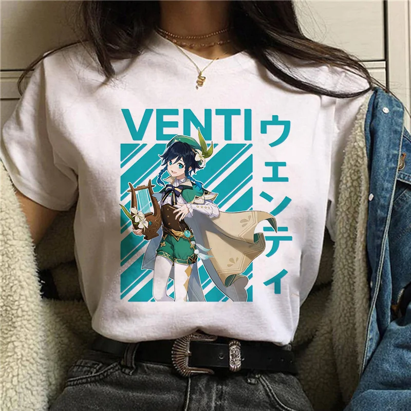 

Japan Ganyu Genshin Impact Graphic T-shirt Kawaii Anime Harajuku Summer Woman TShirt Fashion Female Casual T Shirt