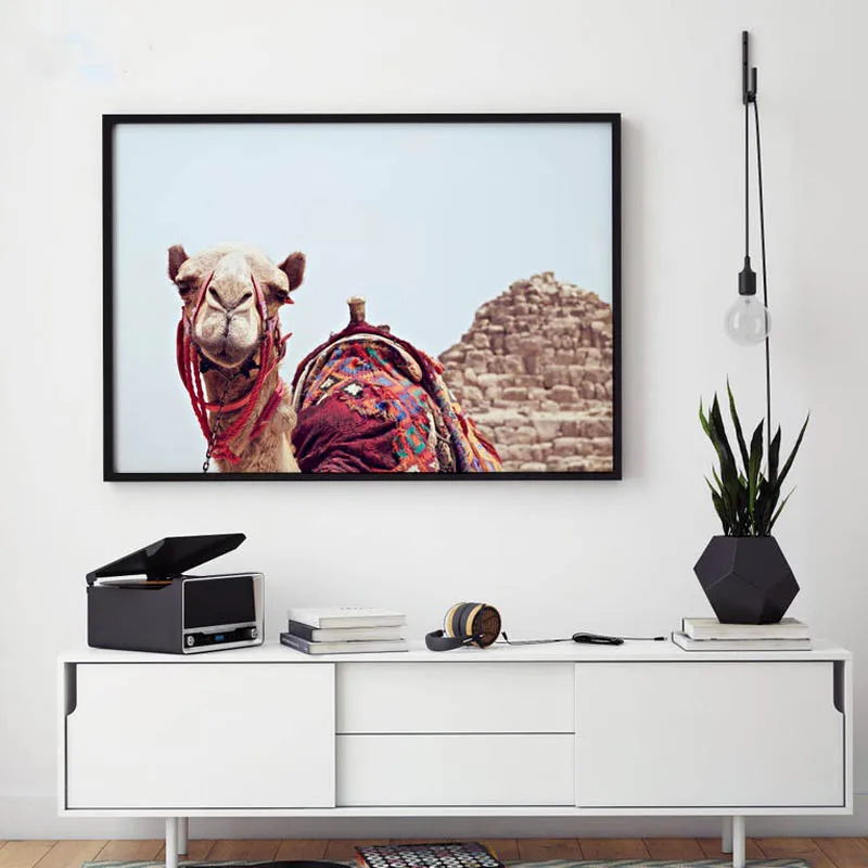 

Пейзаж пустыни животное верблюд Картина на холсте настенное искусство скандинавские плакаты и принты настенные картины для украшения гостиной