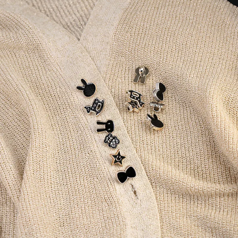 Женская рубашка кнопка для одежды хвостовик черный милый мультфильм пластиковые