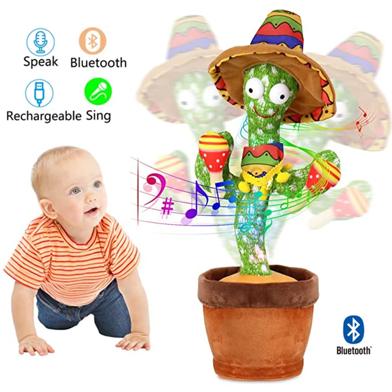 

Bluetooth type can sing electric Dancing Cactus 120 songs, dancing, twisting, glowing cactus recording, learning to speak, twist