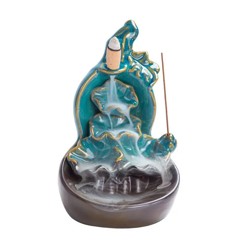 

Mountain River Handicraft Incense Holder Ceramic Backflow Waterfall Smoke Incense Burner Censer Holder Mother'S Gift Home Decor