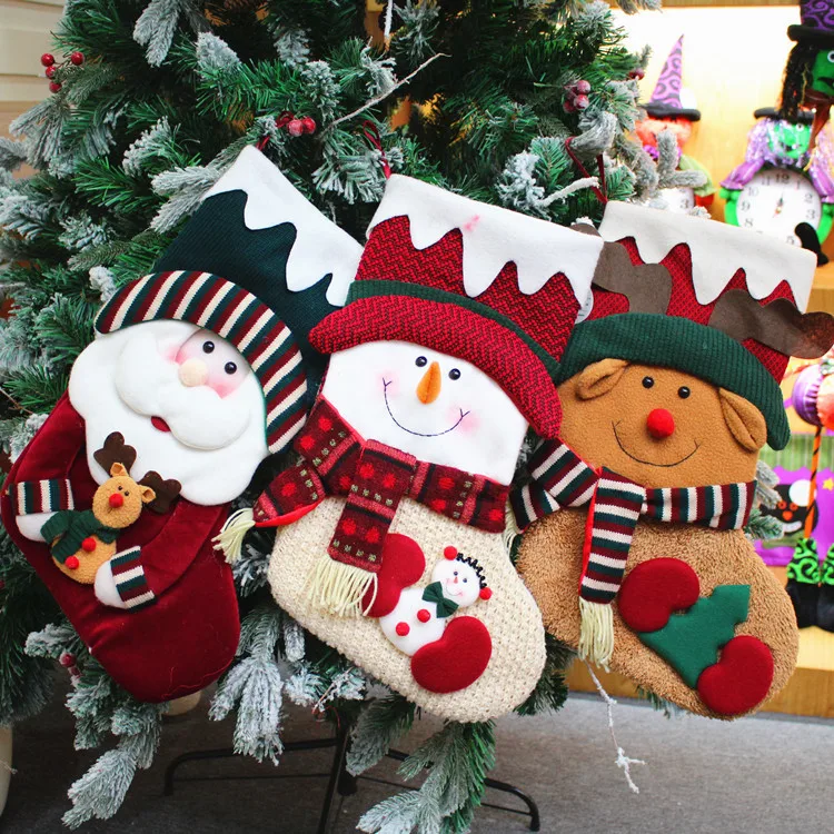 Хит продаж фланелевые рождественские украшения подвески яркие носки подарочные