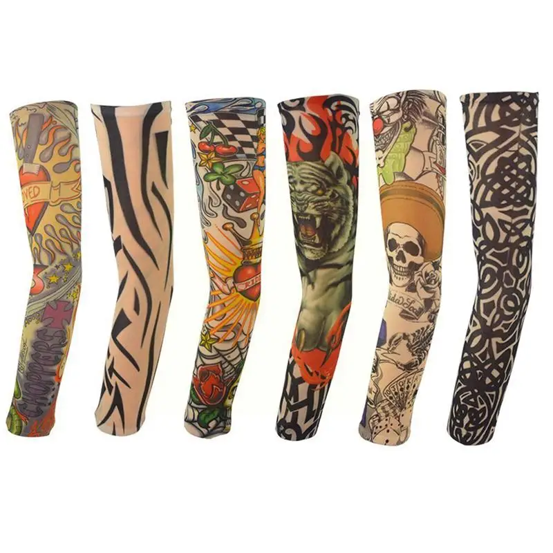 

6 Pcs/set Fake Tattoo Sleeves Arm Art Design Temporary Arm Party Nylon Fashion Stocking Tattoos Kit Temporary Painlesstatto Z6S7