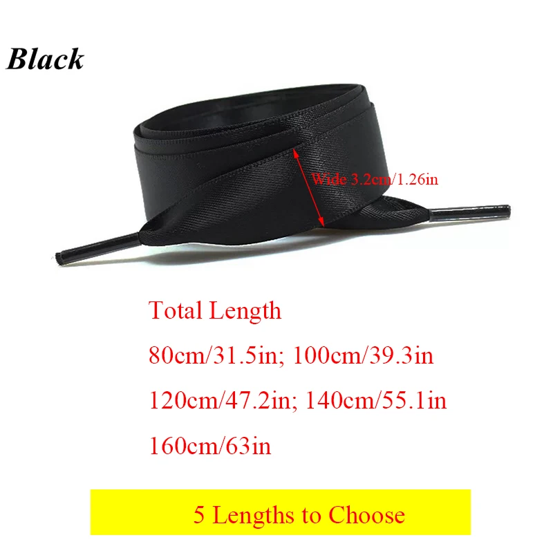 1 Pair 80/100/120/140/160cm Silk Shoelace Double-sided Flat Silk Ribbon Satin Lace Casual Sneaker Sport Shoelaces Women Men Kids