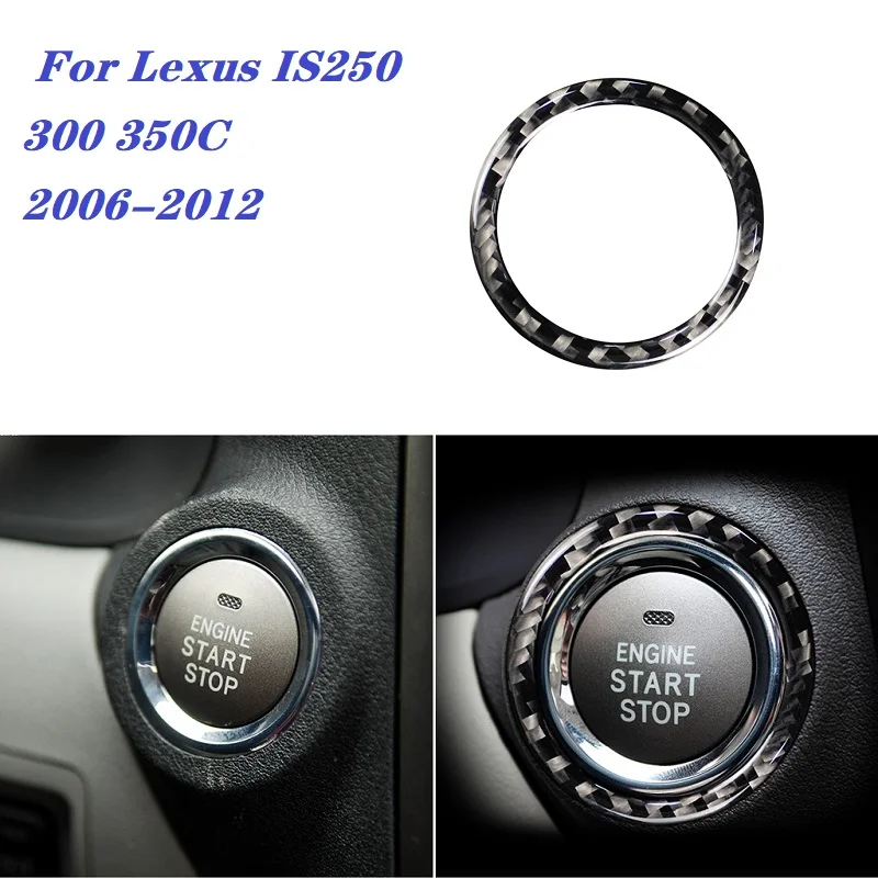 

Кнопка включения и остановки двигателя из углеродного волокна, кольцевая крышка, наклейка, переключатель, кнопка разблокировки питания, подходит для Lexus IS250 300 350C 2006-2012