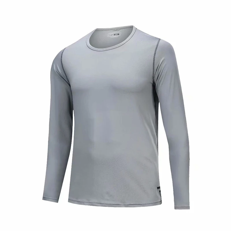 Белая футболка для бега с длинным рукавом взрослых мужская серая Спортивная