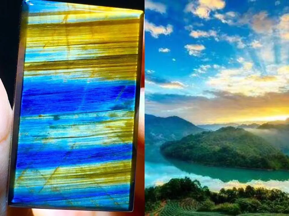 Прямоугольная подвеска пиетер из натурального синего желтого цветов 32 9/20 2/9 2 мм