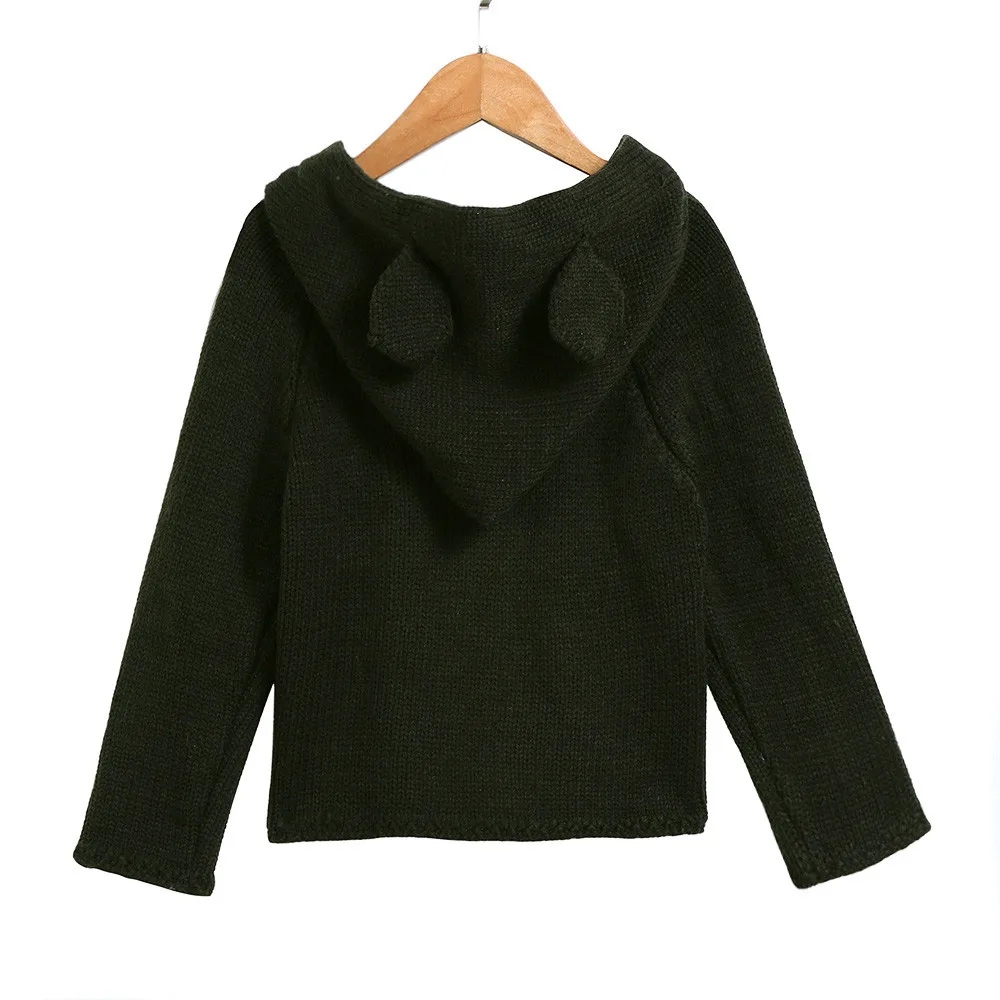 Модный Детский свитер для маленьких девочек вязаный пуловер с капюшоном