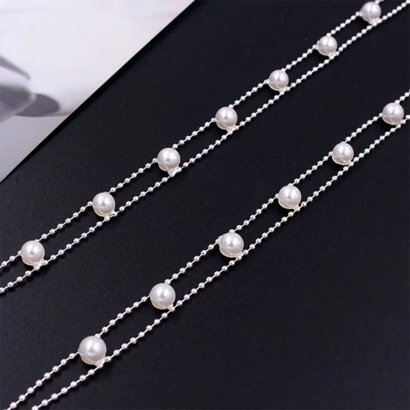 

2021 New Women Bridal Jewelry Bra Straps Pearl Beaded Anti-Skid Invisible Shoulder Chain