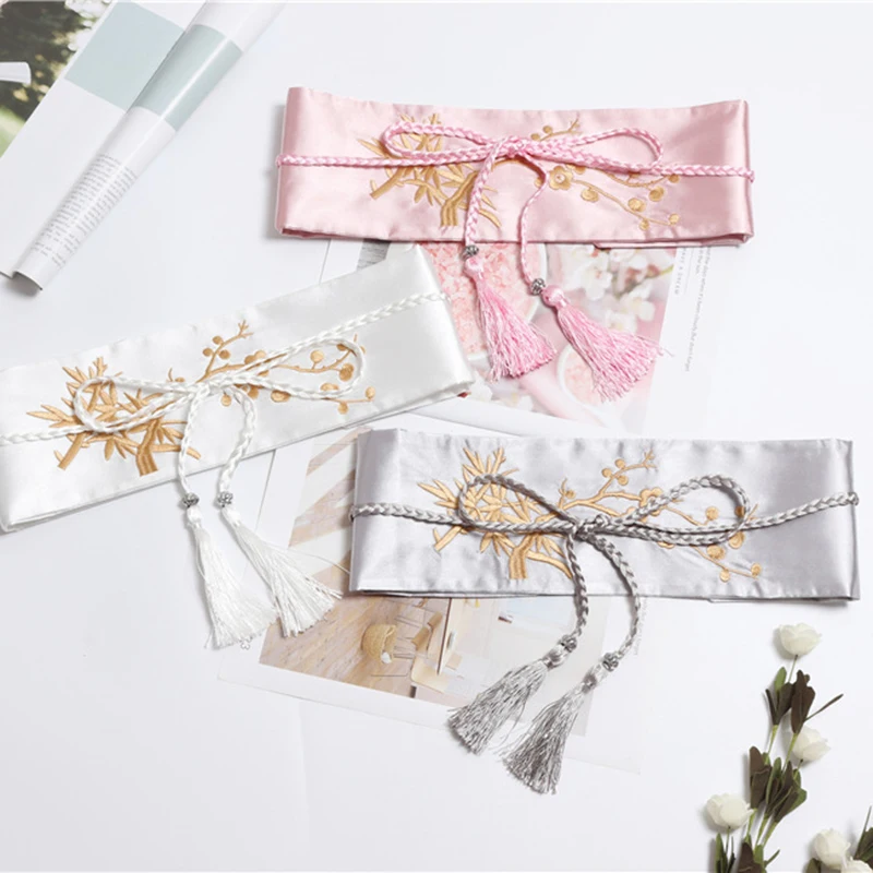 

Luxury Women Silk Girdle Chinese Style Embroidery Waist Wide Girdle For Ladies Fashion Brand Design Waistband Hanfu Belt 2022