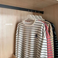 2021 autumn cotton long sleeve stripe top mens and womens long sleeve round neck pullover t shirt coat