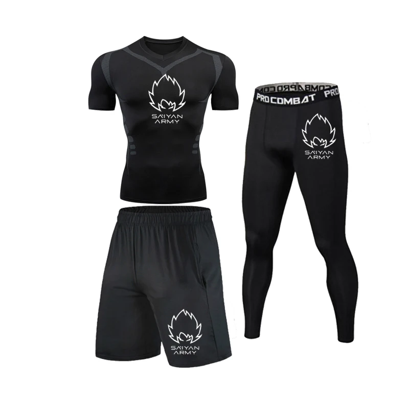 

Men's Running Sports T-Shirt MMA Tights Men's Shaping Easy Dry Sportswear Compression Suit Gym Fitness Training Set