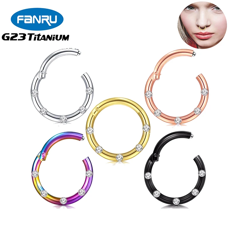 

G23 Titanium Helix Piercing Hoop CZ Earrings Daith Open Small Septum Cartilage Hinged Pitch Nose Ring Body Perforated Jewelry