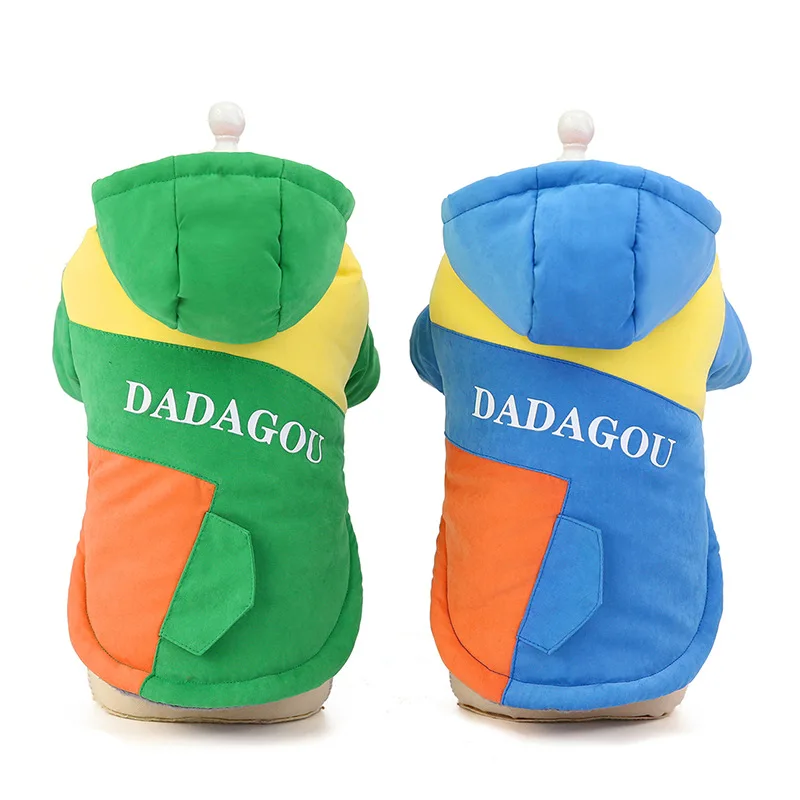 Одежда для собак пальто на осень и зиму синие зеленые цвета куртка с хлопковой