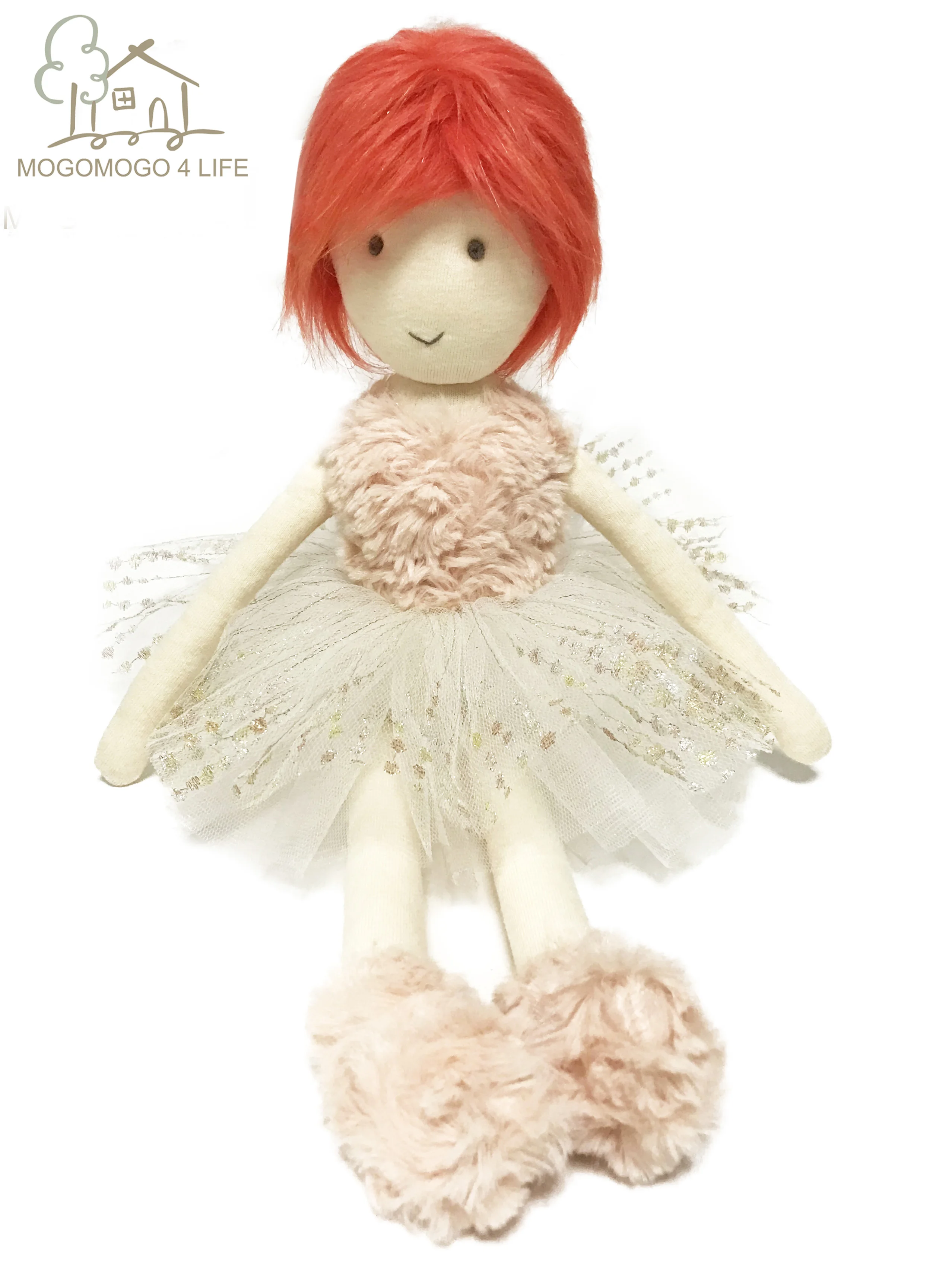 

Luxury Handmade Stuffed Girl Plush Toys With Red Hair Premium Present Option Fashion Pink Ballerina Girl Doll Princess Girl Doll