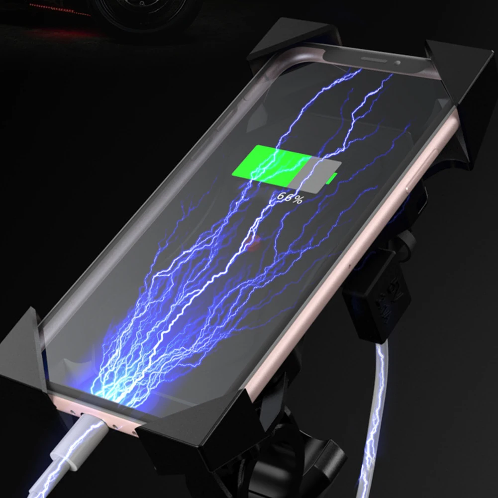 Держатель для мобильного телефона мотоцикла с поддержкой USB быстрой зарядки 2.1A