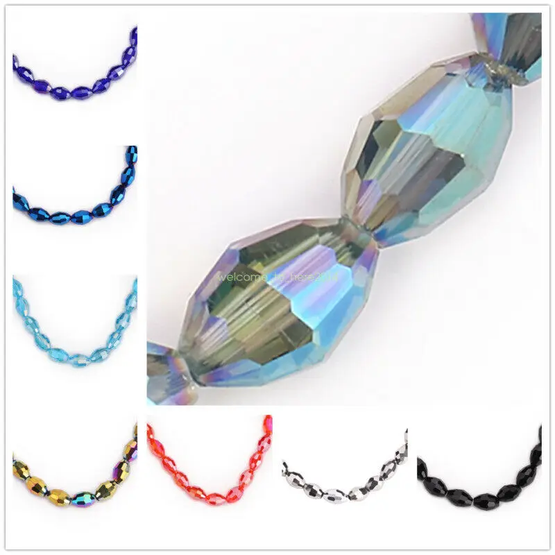 

Rugby Crystal Faceted Oval Glass Beads Spacer Jewelry Making Finding 25pcs 8x6mm