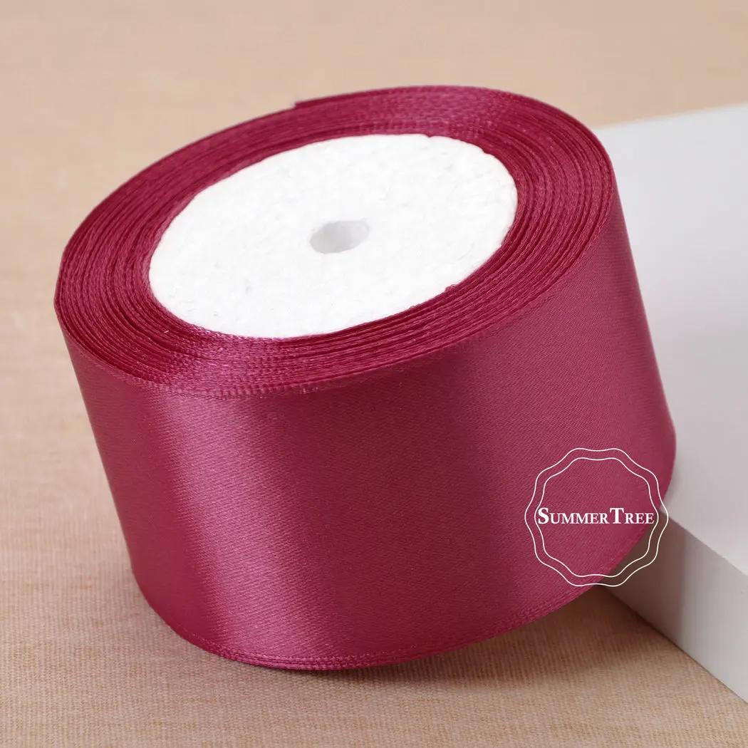 Fuchsia 25 ярдов атласная лента 6 мм 10 мм 15 мм 25 мм 38 мм 50 мм Свадебная вечеринка ручной работы DIY подарок ремесла украшения на день рождения упаковка - Цвет: Fuchsia