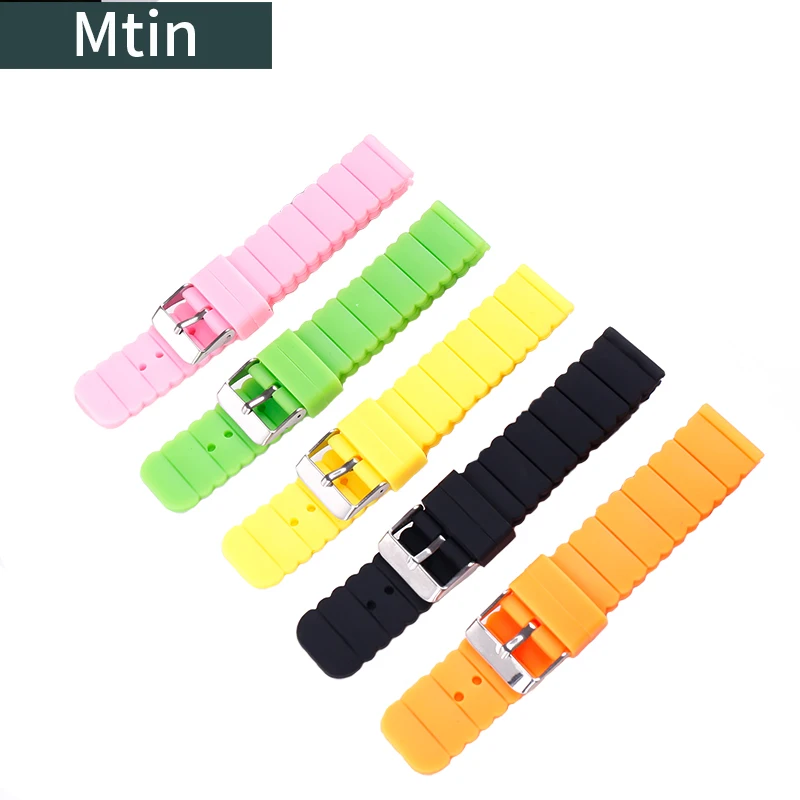 

High Quality Silicone Strap Men's Pin Buckle Watch Accessories Outdoor Sports Diving Wristband Watch Band 20mm Tools