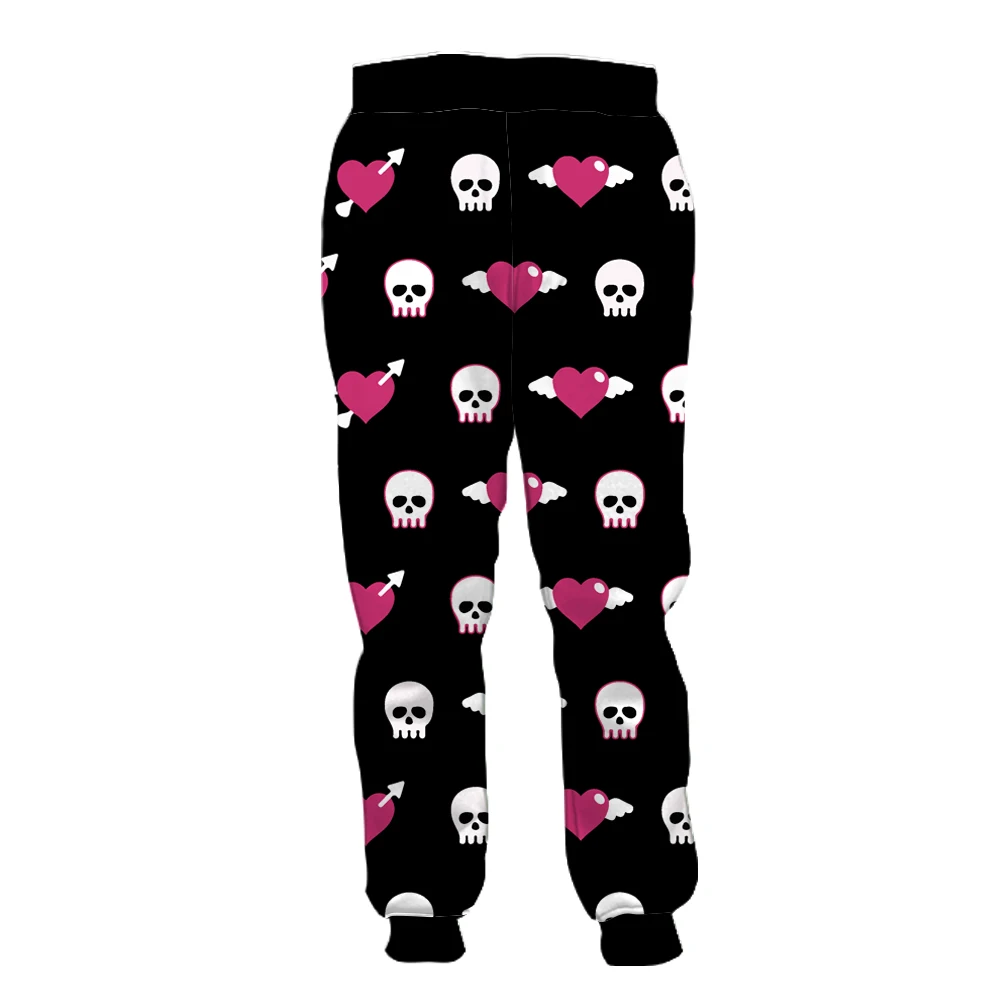 

Papertiger Red Love White Arrow Skull Print Black Casual Sweatpants