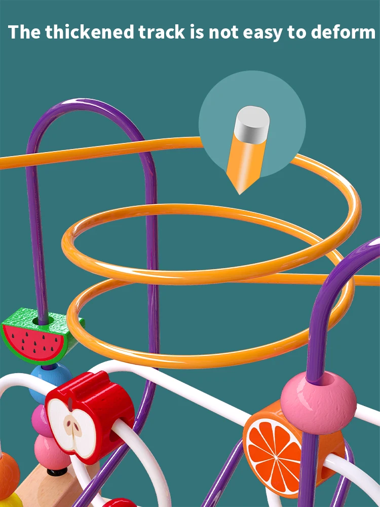Juguete educativo Montessori para beb&eacute;s, juego de rompecabezas con c&iacute;rculos de madera, cuentas, laberinto de alambre, monta&ntilde;a rusa, &aacute;baco, 3 +, juguete educativo para ni&ntilde;os-4