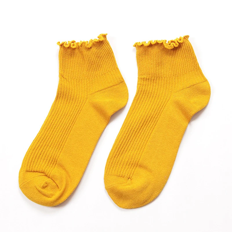Новые модные весенне летние носки тонкие однотонные хлопковые с декоративной