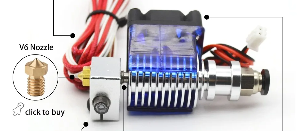 V6 J-head 12V 24V все металлические Hotend Уэйд или экструдер Bowden в нагреватель термистор Вентилятор Насадка теплоотвод для 1,75/3 мм 3D-принтеры часть