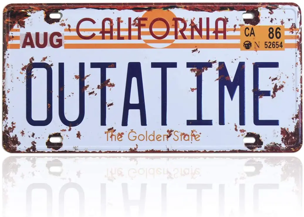 

A Outatime back to the future license plate decoration embossed license plate replica Delorean movie props metal stamping vanity