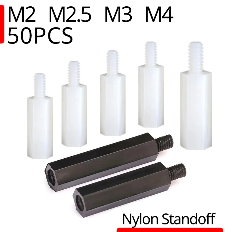 

M2 M2.5 M3 M4 Black White Nylon Hex Standoff Screw PC Compuer Motherboard PCB Spacer Metric Thread Bolt Length 5-20MM