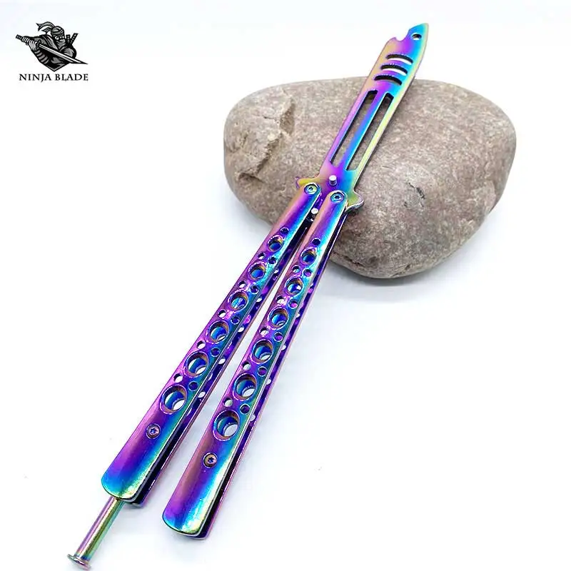 Лучшая практичная расческа-бабочка Радужный балисонг тренировочная расческа