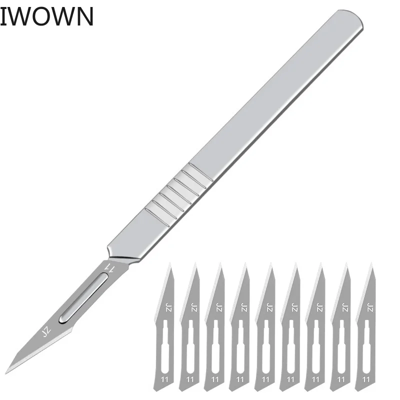 

Blade 10pcs 11# 23# Carbon Steel Surgical Scalpel Blades + 1pc Handle Scalpel DIY Cutting Tool PCB Repair Animal Surgical Knife