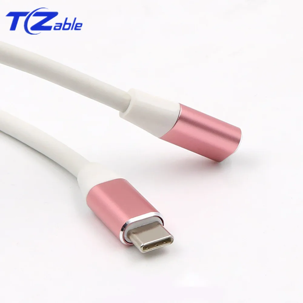 Rose Gold USB C к USB C кабель-удлинитель Тип C адаптер «Папа-мама» для Macbook 1 м USB 3,1 зарядный кабель для телефона Lightning - Цвет: Rose Gold