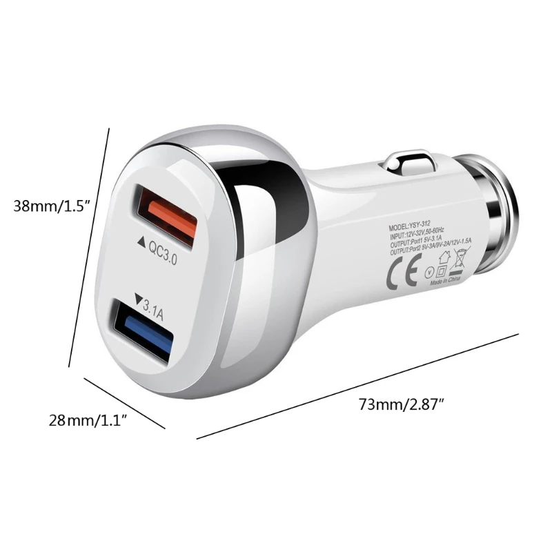 

3.1A 38W USB Phone Charger PD QC3.0 Quick Charge Fast Charging Mobile Phone Adapter Car Charger