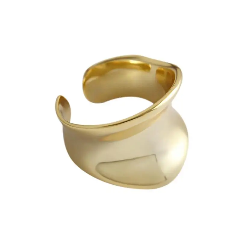 

Hot Sale Irregular Concave Wide Surface Gold Silver Rings Open Finger Ring For Men Women 925 Sterling Silver Jewellery SAR167